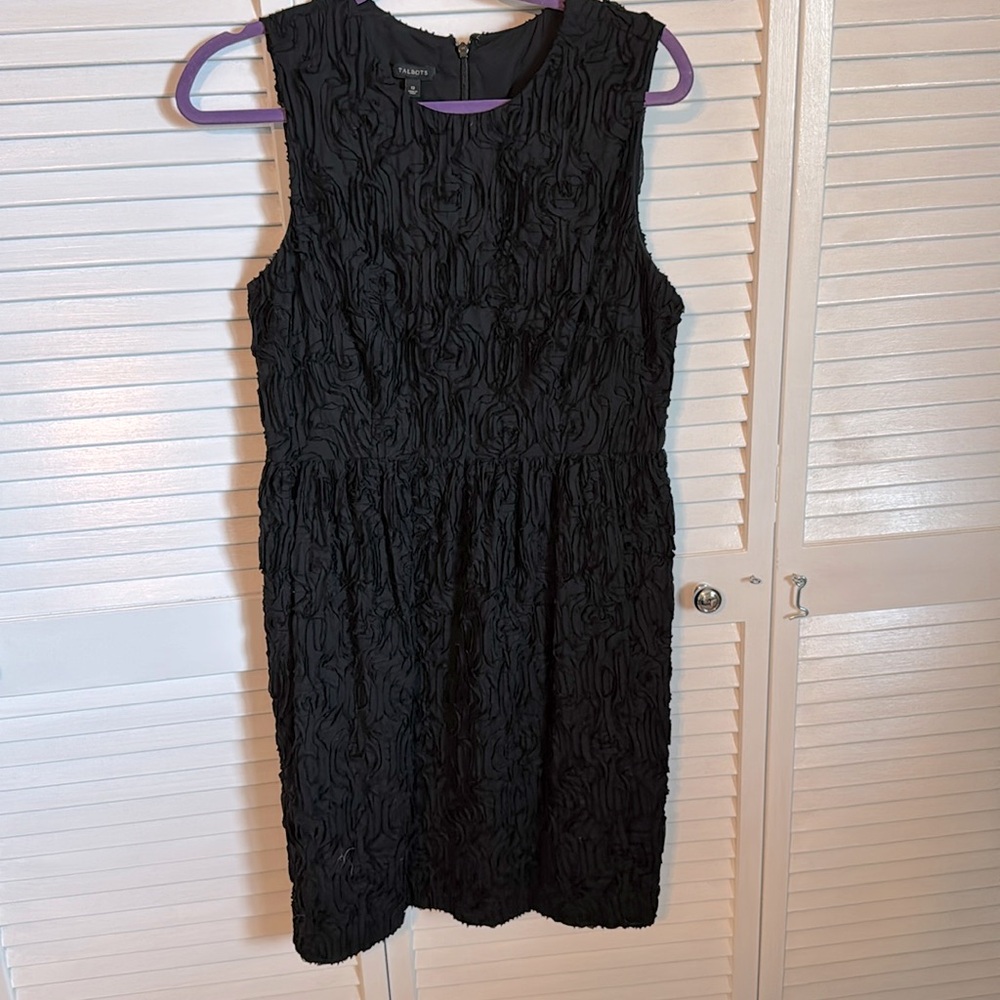 Talbots black rosette soutache dress